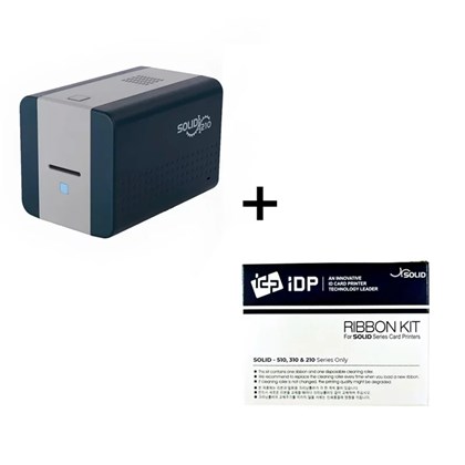Kit Impressora de Cartões IDP Solid 210S Simplex com Ribbon Colorido Solid - YMCKTO 250 Impressões