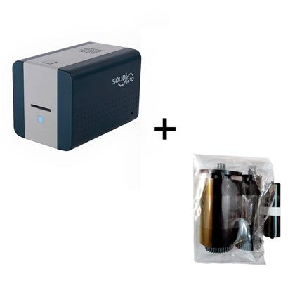 Kit Impressora de Cartões Idp Solid 210S Simplex com Ribbon Preto 1200 impressões